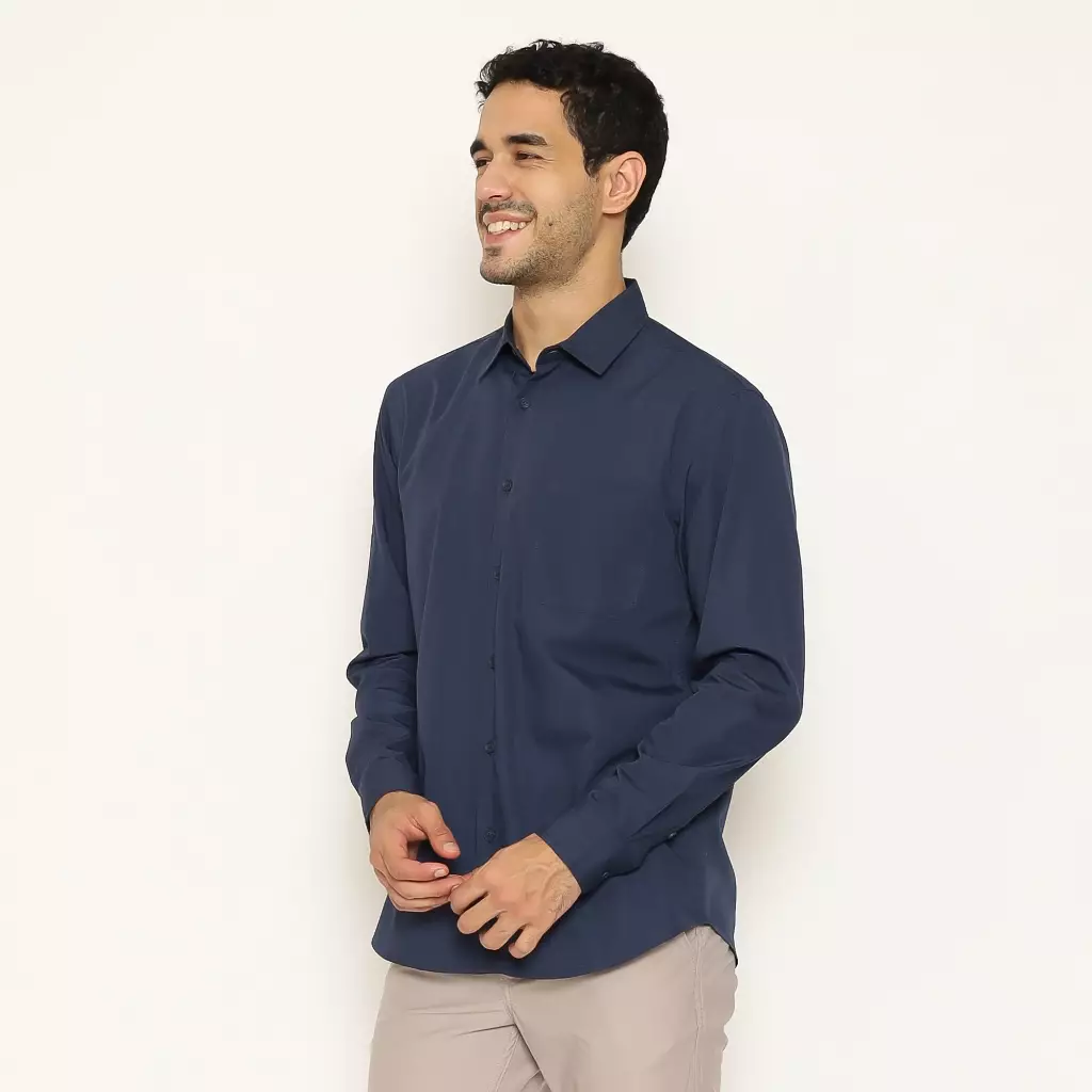 AMK Kemeja Basic Pria Lengan Panjang SHS GINJIRO L/S Navy Blue
