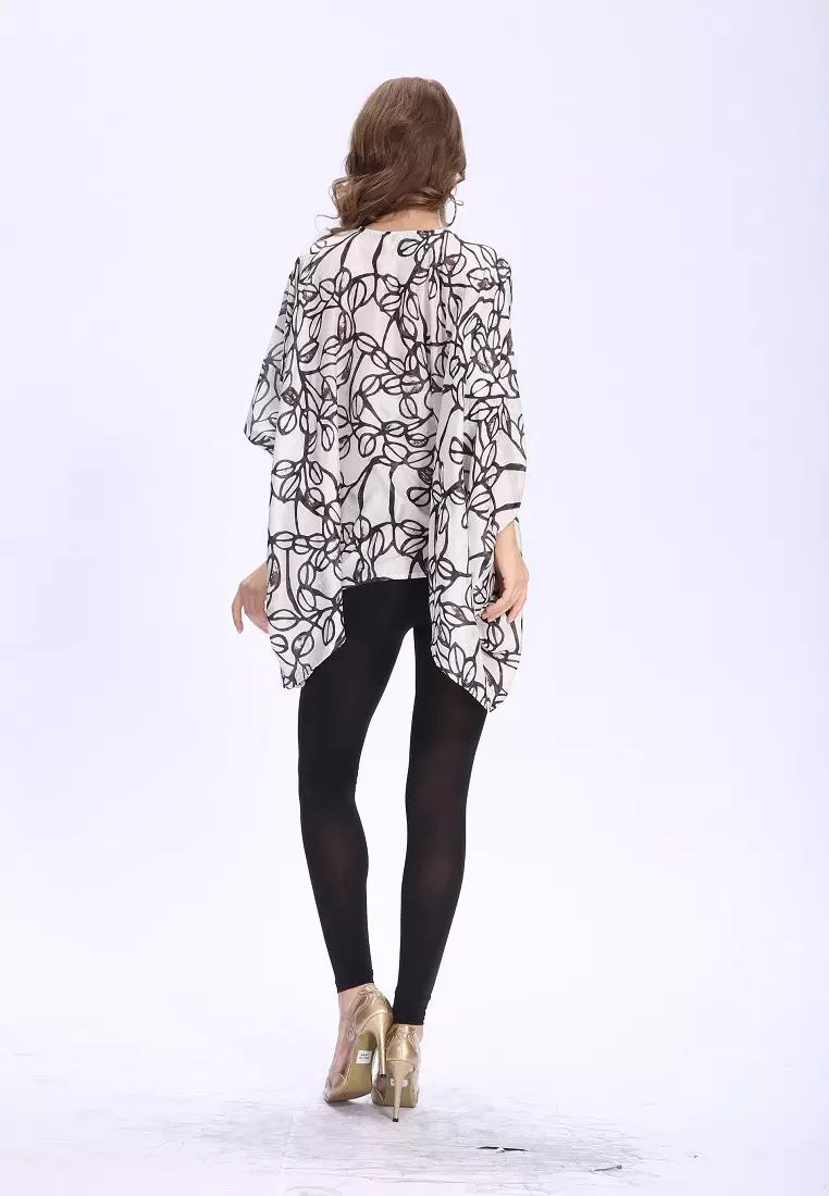 Casual-Chic European American Printed Peasant Blouse