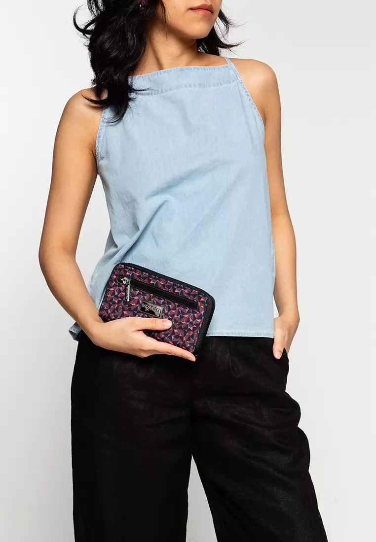 Printed Nylon Zip-Up Wallet