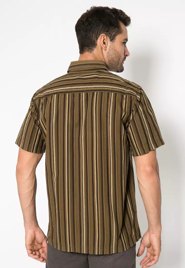 LGS - Kemeja Casual - Motif Salur - Coklat - Regular Fit