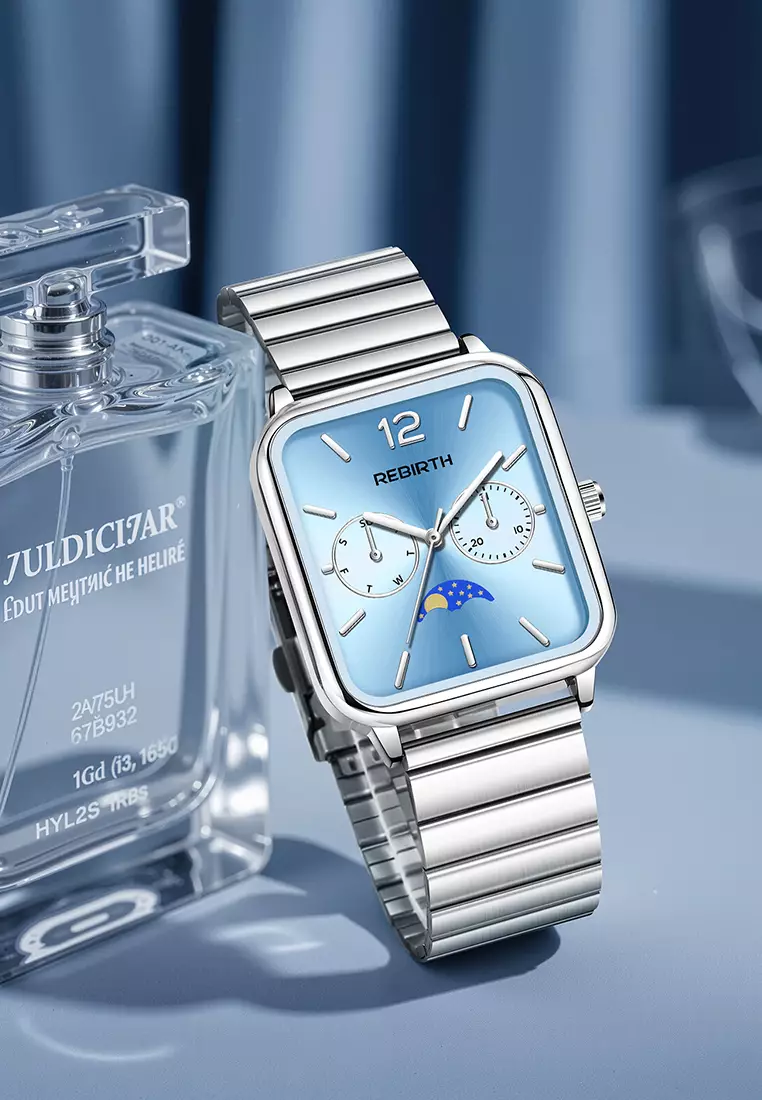 Jam Tangan Wanita Elegan Mewah Casual Anti Air Original Kekinian Tali Stainless Steel Jam Tangan Cewek blue