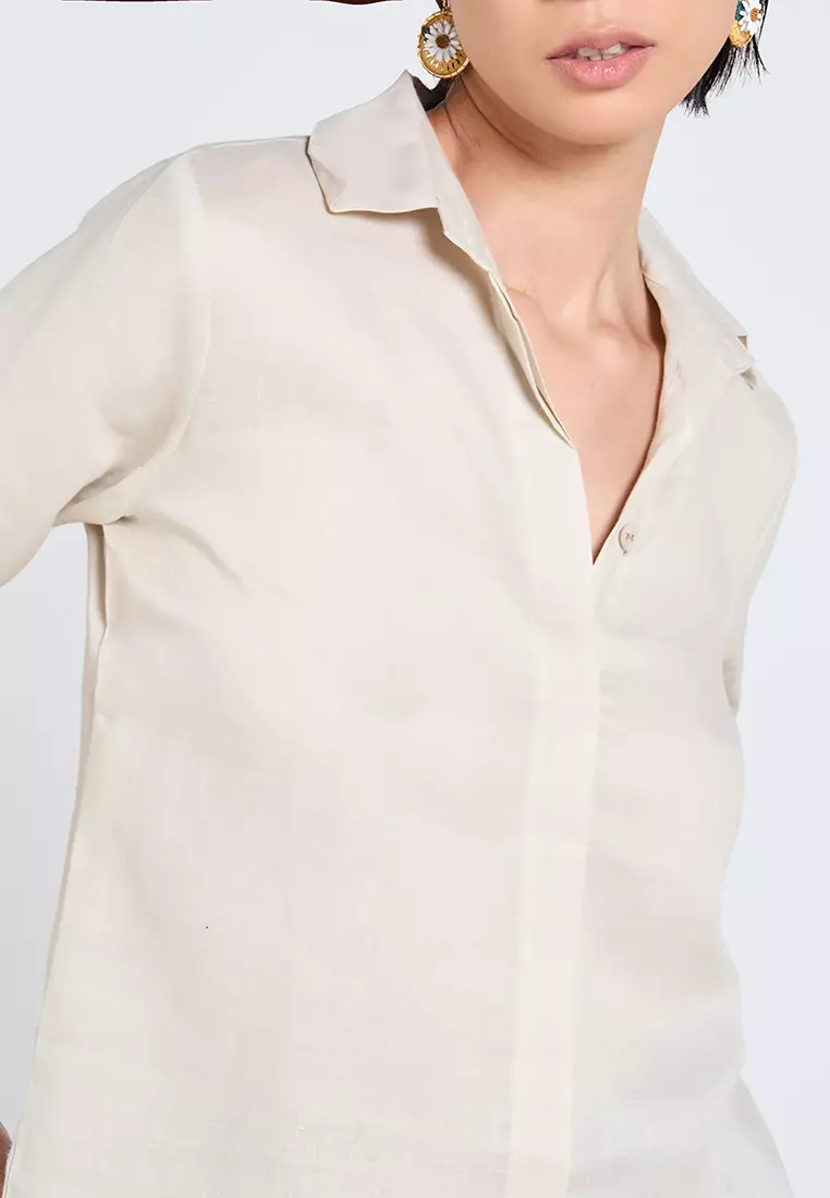 Basic Long-Sleeve Linen Shirt