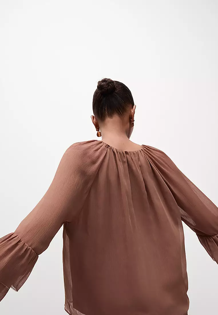 Tie Neck Frill Detail Blouse