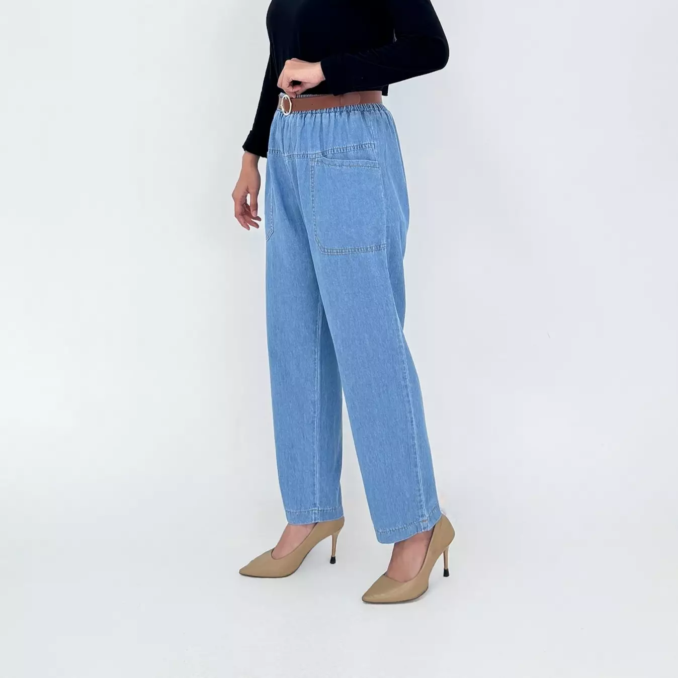 IZZA BAGGY DENIM PANTS Celana Panjang Soft Jeans Wanita