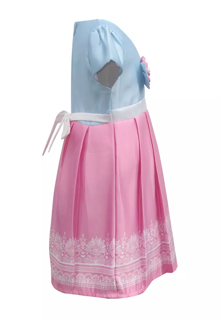 Two Mix Dress Anak Perempuan Bahan Kain Satin Fashion - Baju Anak Perempuan Usia 1-12 Tahun 4275