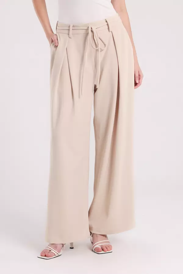 MINIMAL - Rumors - Celana Lebar Lipit - Beige Warna Beige