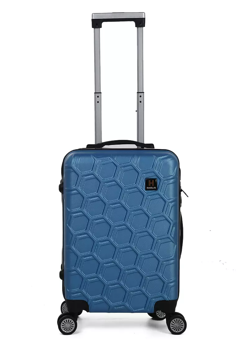 Carlton Koper Hardcase Desain Hexagon Size 20 Inch Suitcase Unisex with Rear Compartment Rubber Slot Material ABS+PVC Coated ORIGINAL - Blue
