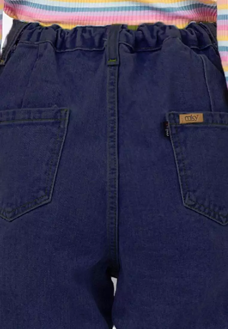 MKY New Boyfriend Jeans with Elastic Waist in Navy