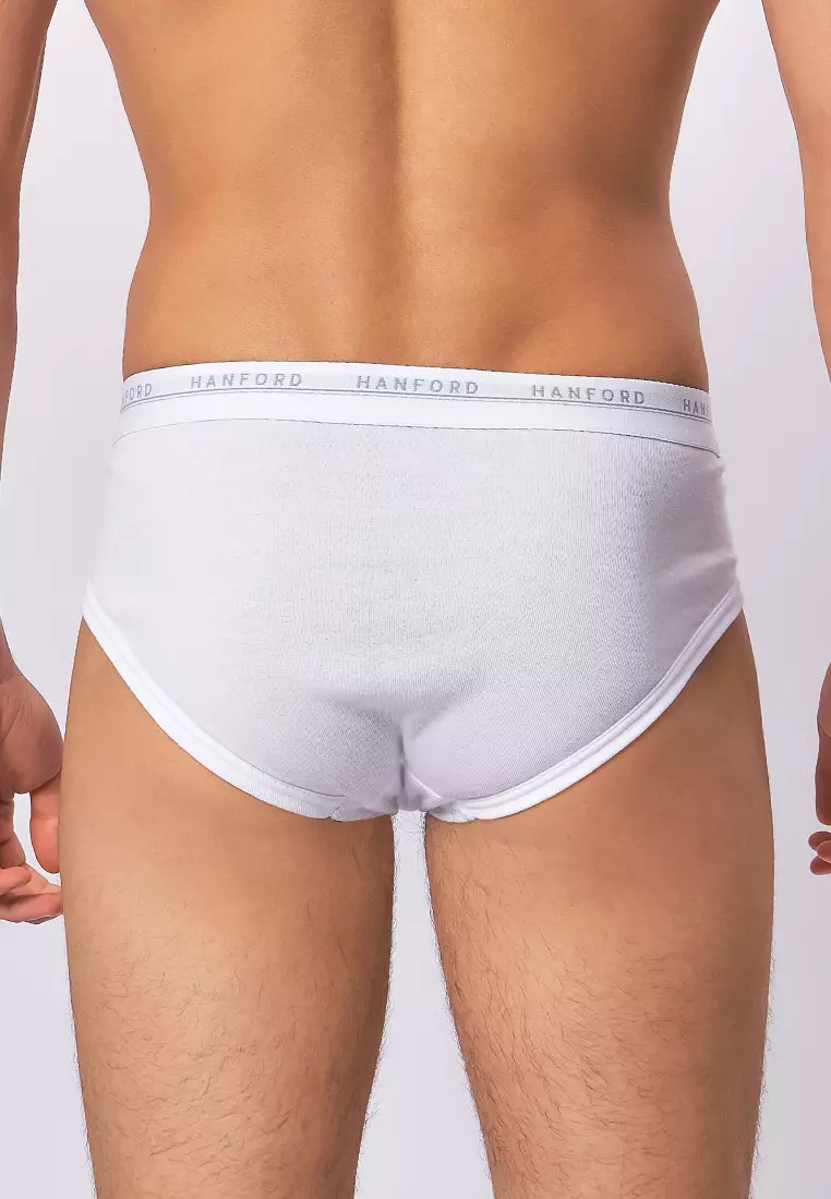 Premium Ribbed Cotton Hipster Men's Briefs - White (3in1 Pack)