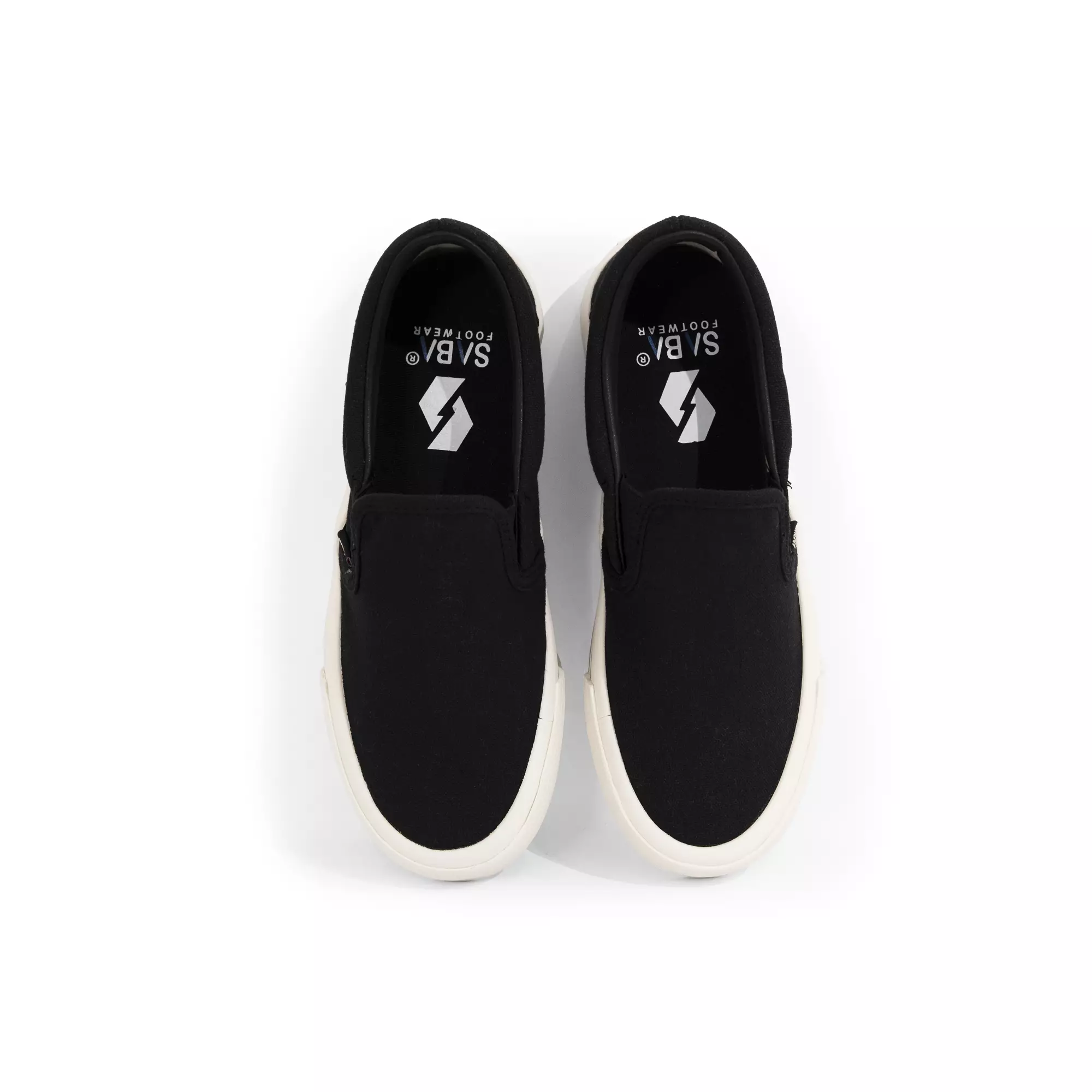 SABA Vintage Slip On All Black White LX - Sepatu Sneakers Casual Pria Wanita