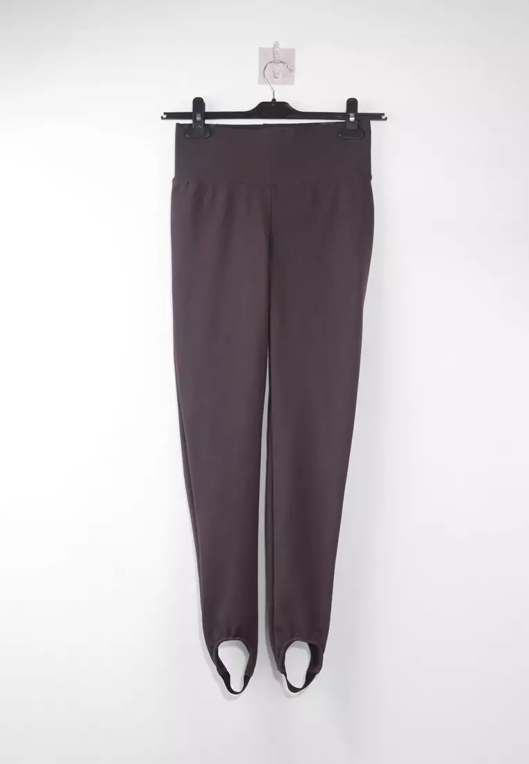Dark Anthracite Brushed Soft Fabric Füzo Full Length Yoga Knitted Sports Leggings THMAW25TY00009