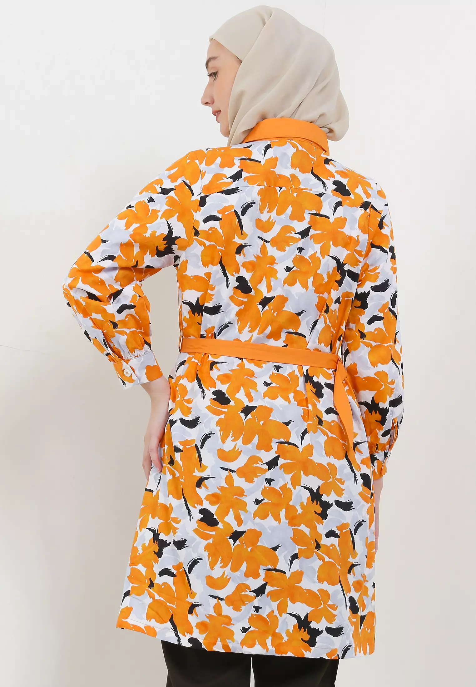 MFMW Calyah Tunik Orange Motif Bunga