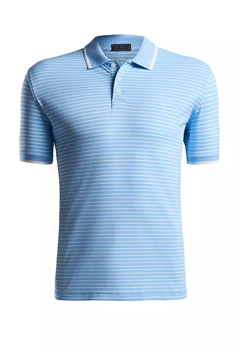 Men's Perforated Stripe Polo Shirt