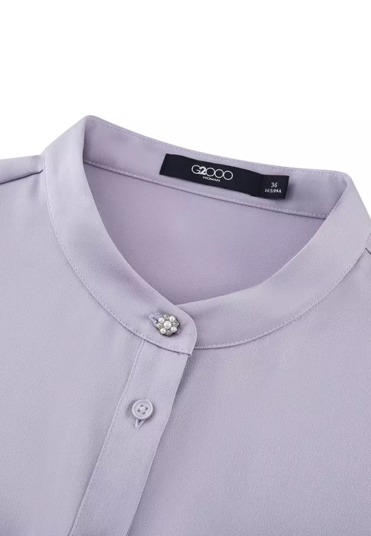 Polyester Stand Collar Blouse