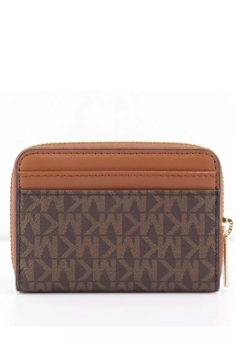 Jet Set Travel Medium Logo Zip-Around Card Case In Signature - Brown
