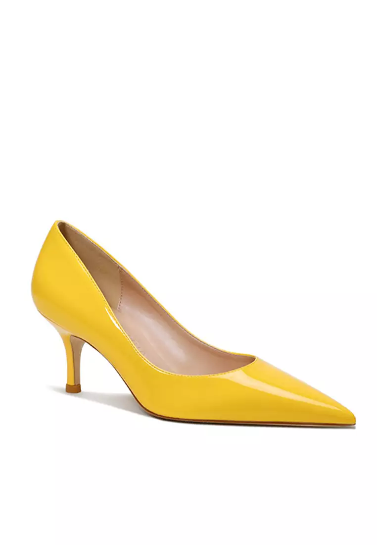 6CM Faux Patent Pointed Pumps Heels Shoes HZL262