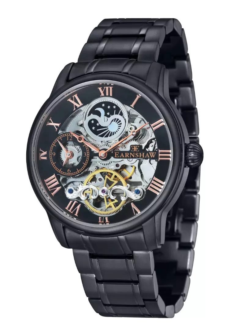 Mens black skeleton watch best sale