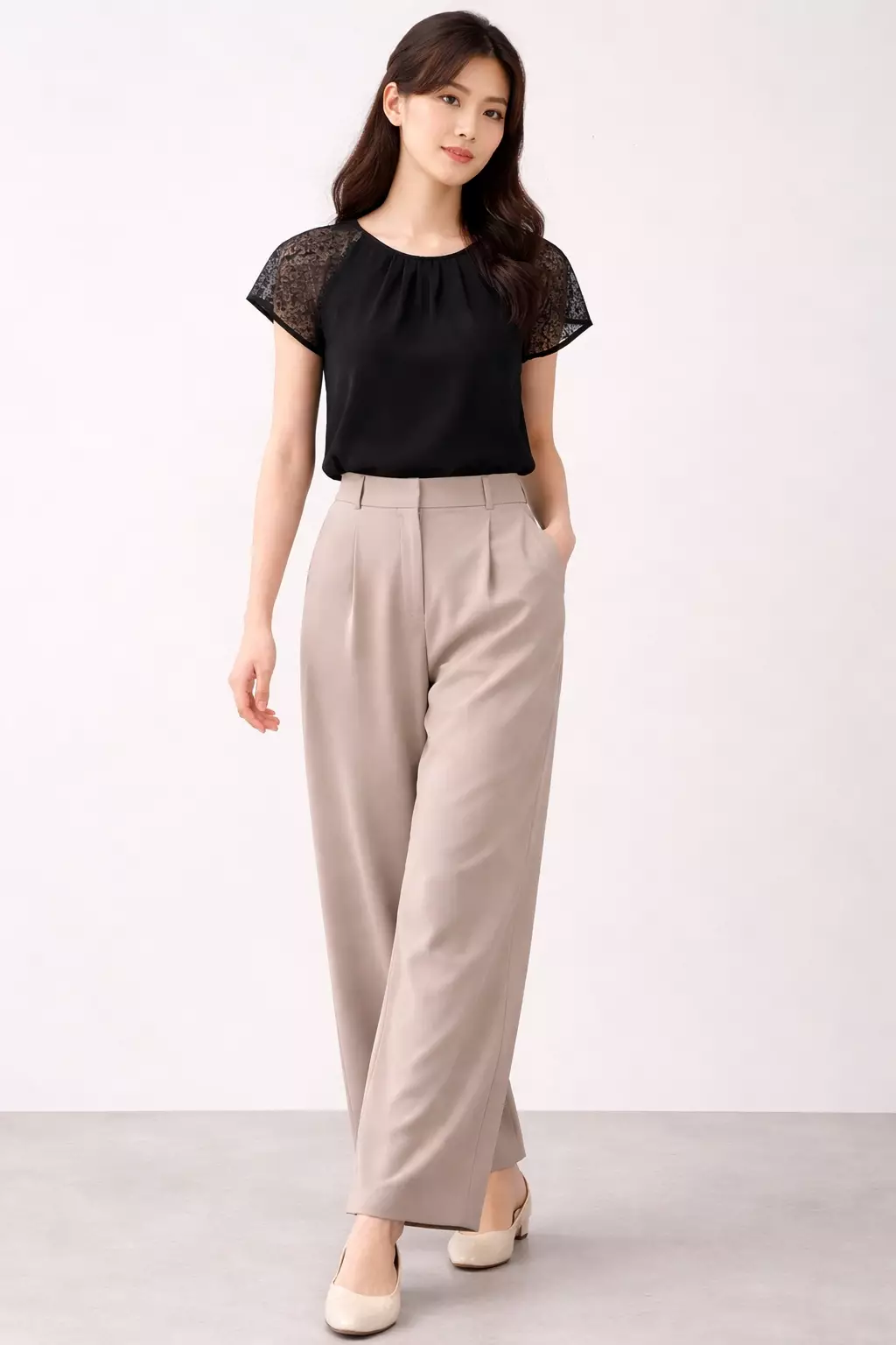 Naura Blouse With Lace In Black