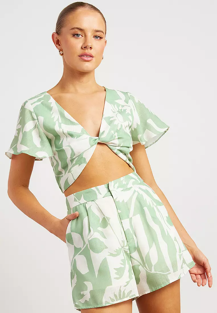 Tropical Icon Print Top and Shorts Set
