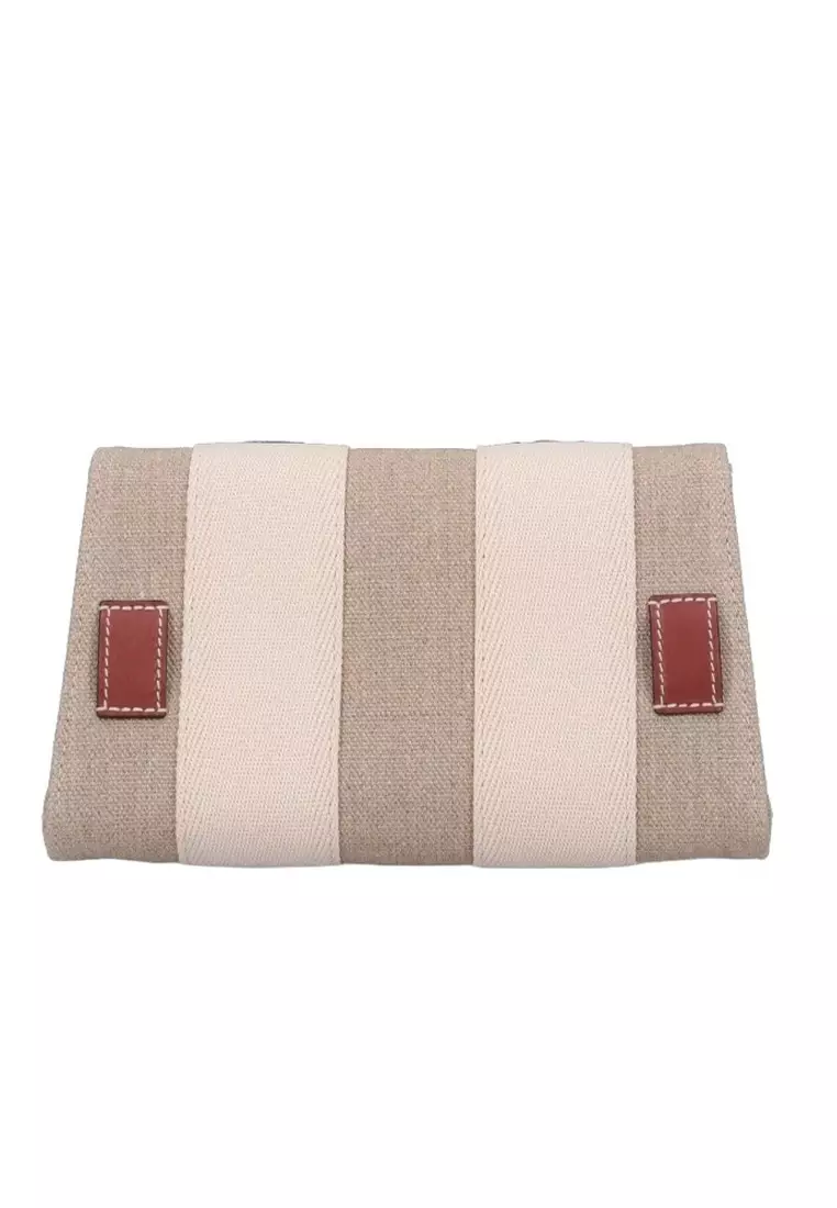 Woody Linen Fanny Packs Belt Bag in White/Brown
