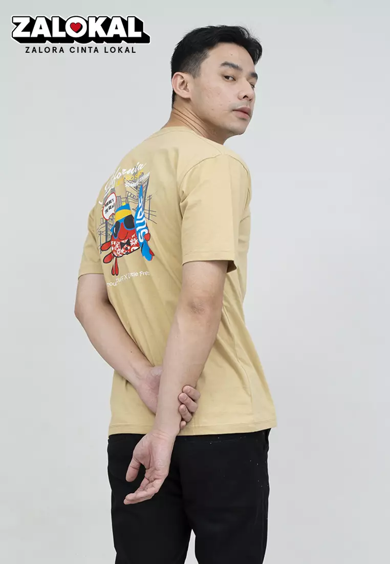 Kaos Cream t shirt polos houseofcuff motif California Surf READY 4XL