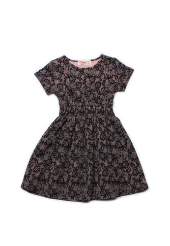 Mini Moley black Floral Mesh Print Girl's Skater Dress 02765KA5085AEAGS_1