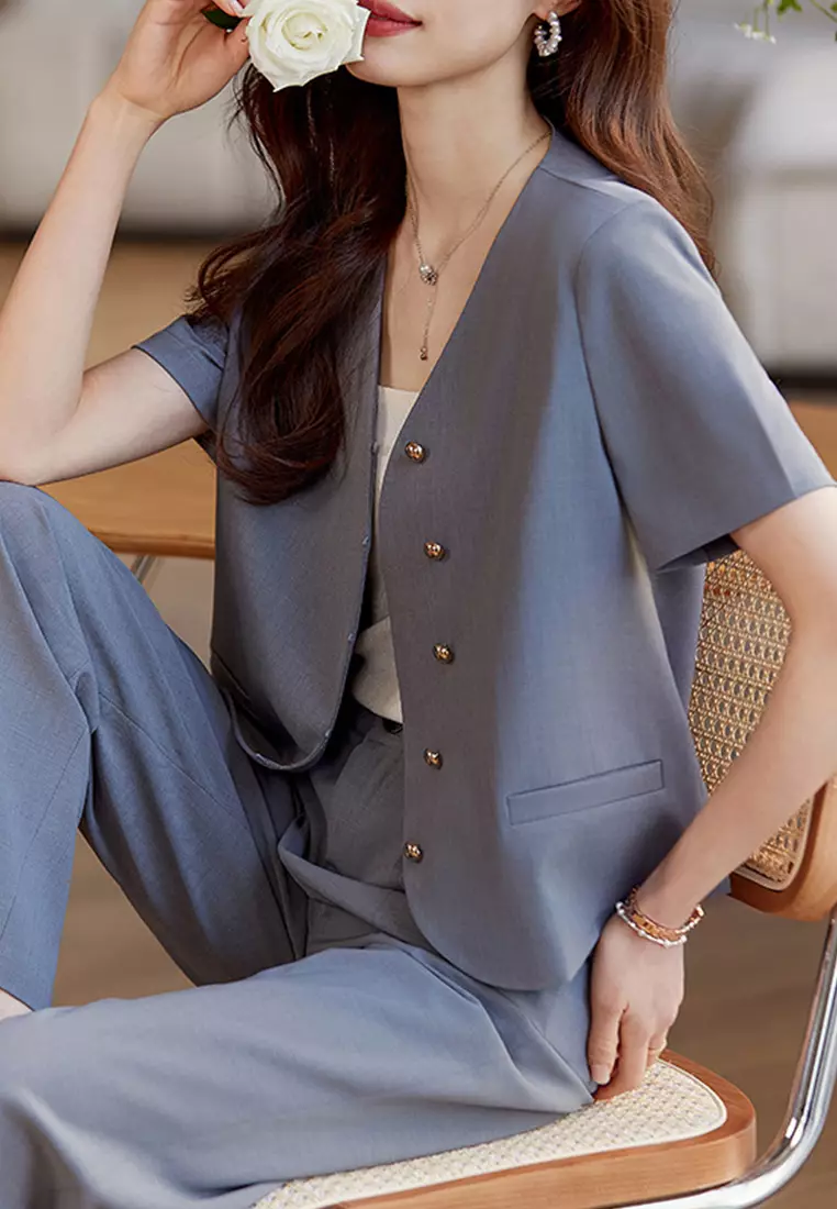 Suit Jacket Women Short Sleeve Jacket Comfortable Short Sleeve