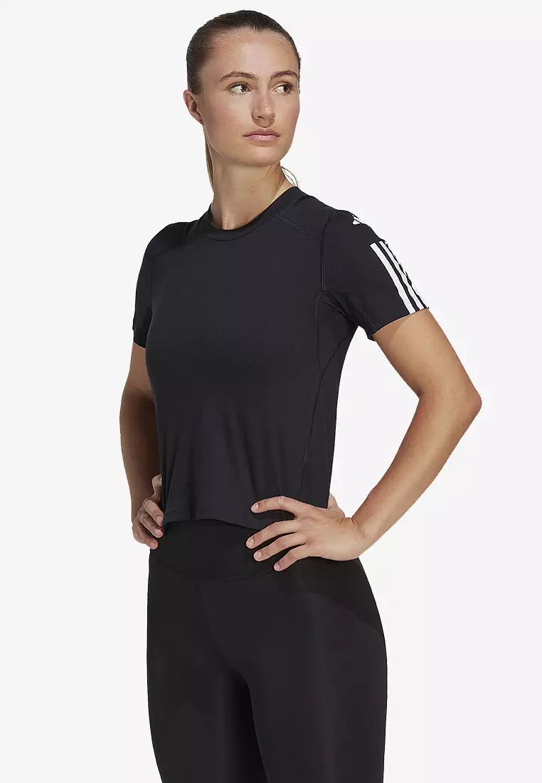 ADIDAS train essentials cotton 3 stripes crop t shirt