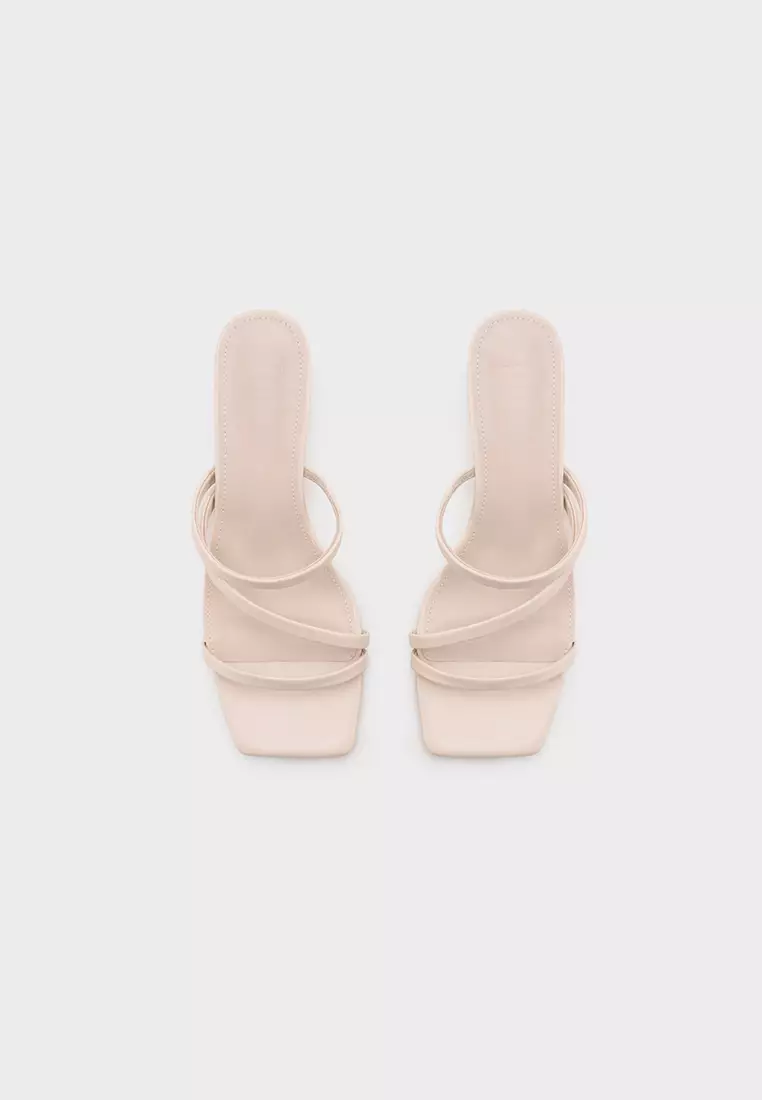 MULTI-STRAP SQUARE TOE WEDGE HEEL SLIDE