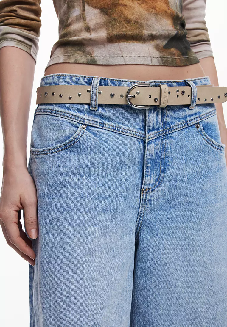 Leather studded belt