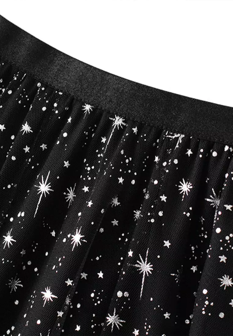 Sequin A-line Mesh Maxi Skirt AF9801