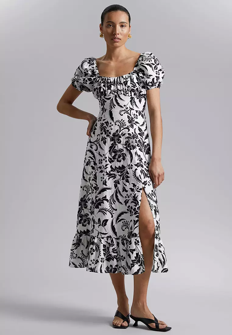 Buy & Other Stories Puff Sleeve Linen Midi Dress 2026 Online | ZALORA  Philippines
