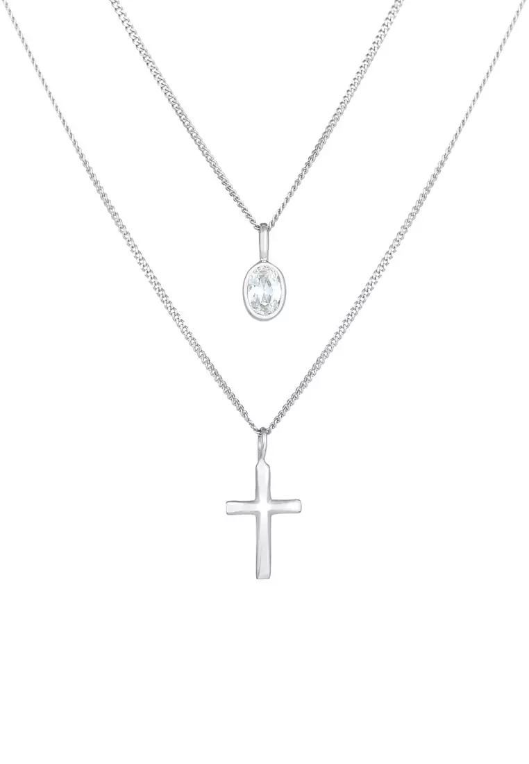 Buy ELLI GERMANY Layered Zirconia Cross Necklace 2023 Online