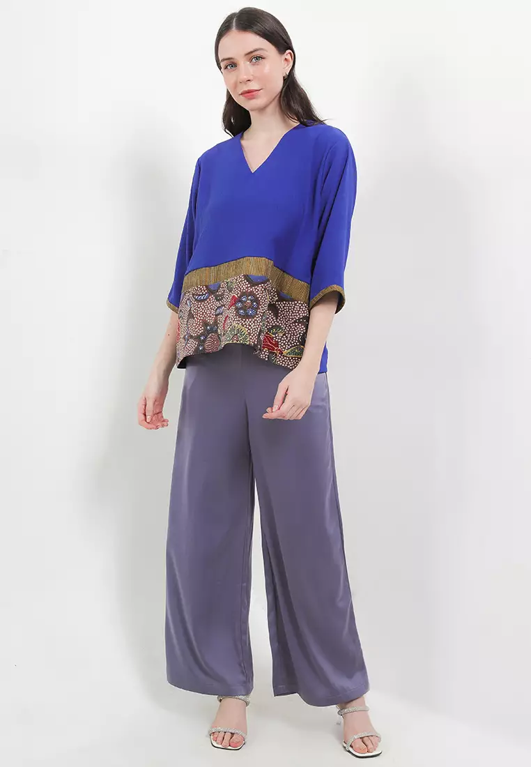 Lyra Blouse Lurik Top Lengan Pendek