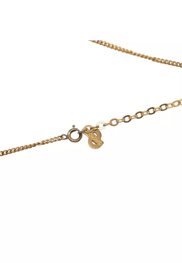 Dior Pre-Loved Dior Gold Plated Strass Cd Logo Pendant Necklace