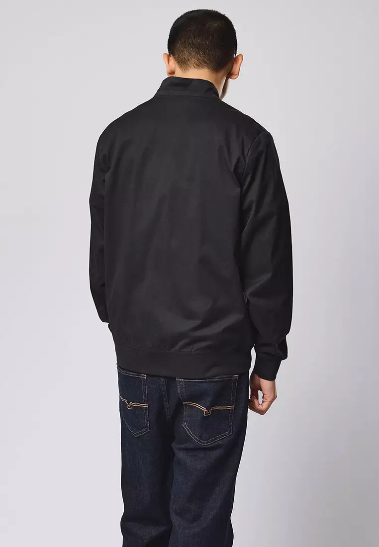 MENS BLACK HEMSLEY TRACK TOP COTTON TRACK TOP