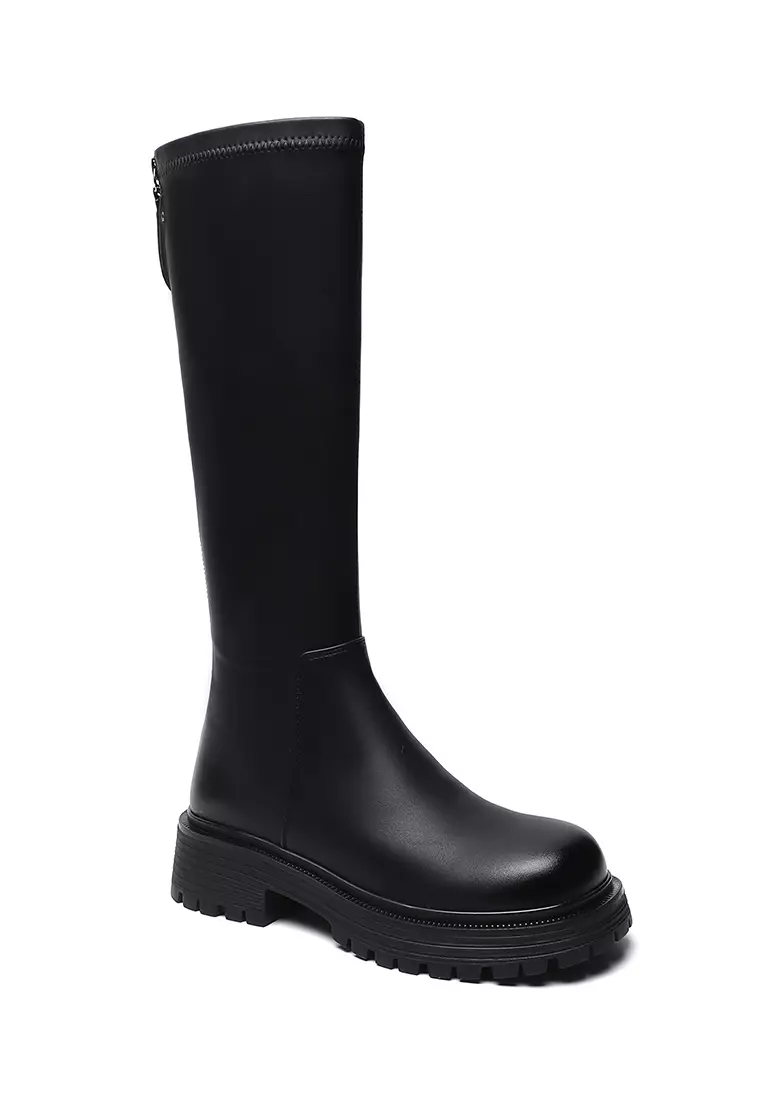 Zipper Microfiber Leather Riding Boots WW1605