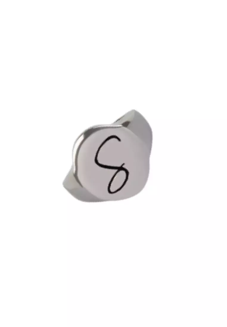 Sterling Silver Letter Signet Ring - S