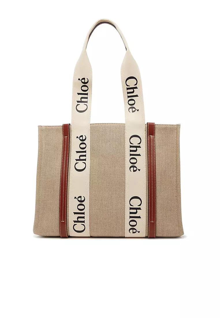 Woody Medium Tote Bag White Brown CHC22AS383I2690U