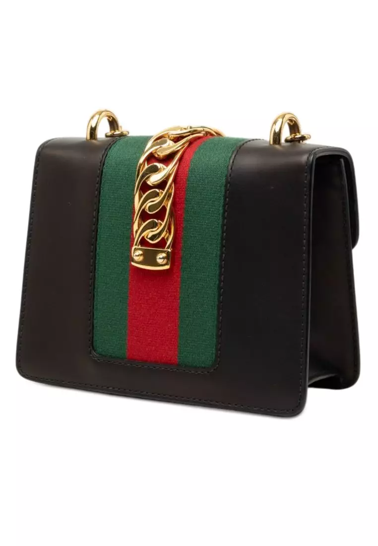 Pre-Loved Gucci Mini Calfskin Web Sylvie Chain Satchel