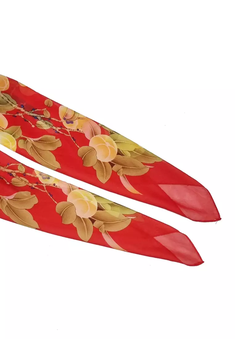 Aksesoris Wanita Magpie Silk-Feel Scarf Wanita Red