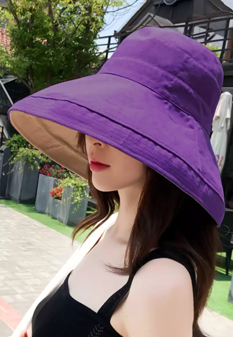 Foldable Large Brim Double-Sided Fisherman Caps A22062402PU