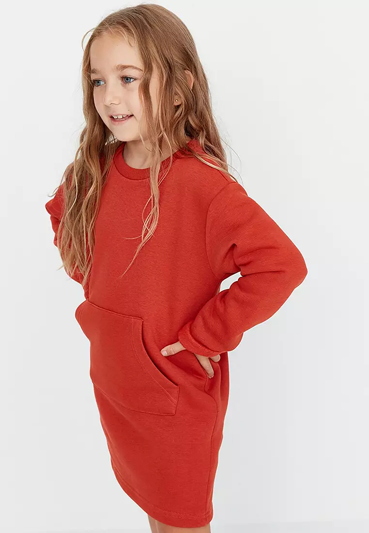 Red discount sweatshirt dress