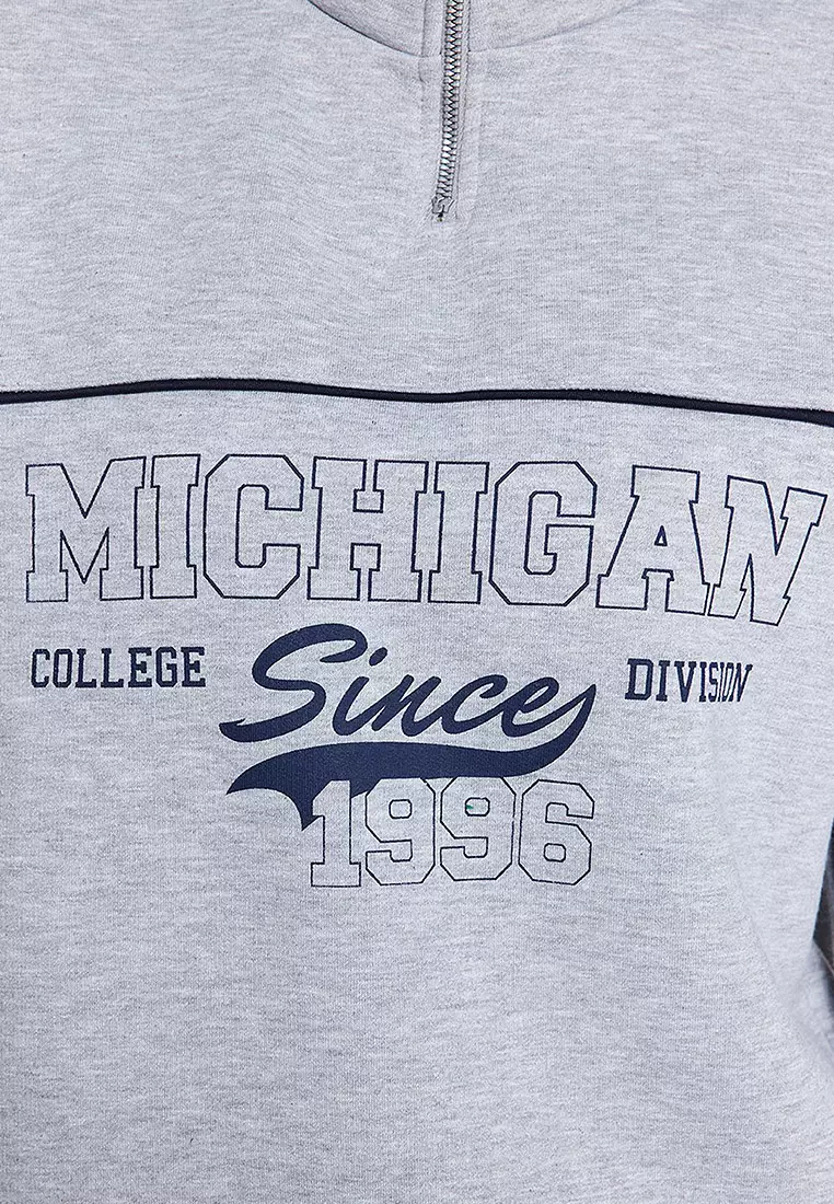 Zipper Printed Sweatshirt