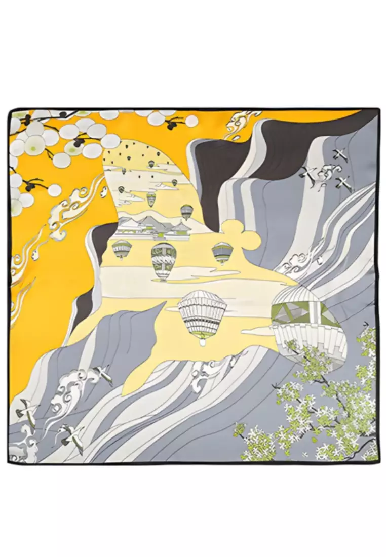 Luxury Silk Ladies' Large Scarf, Sun-Proof Crepe Satin, Premium Souvenir.