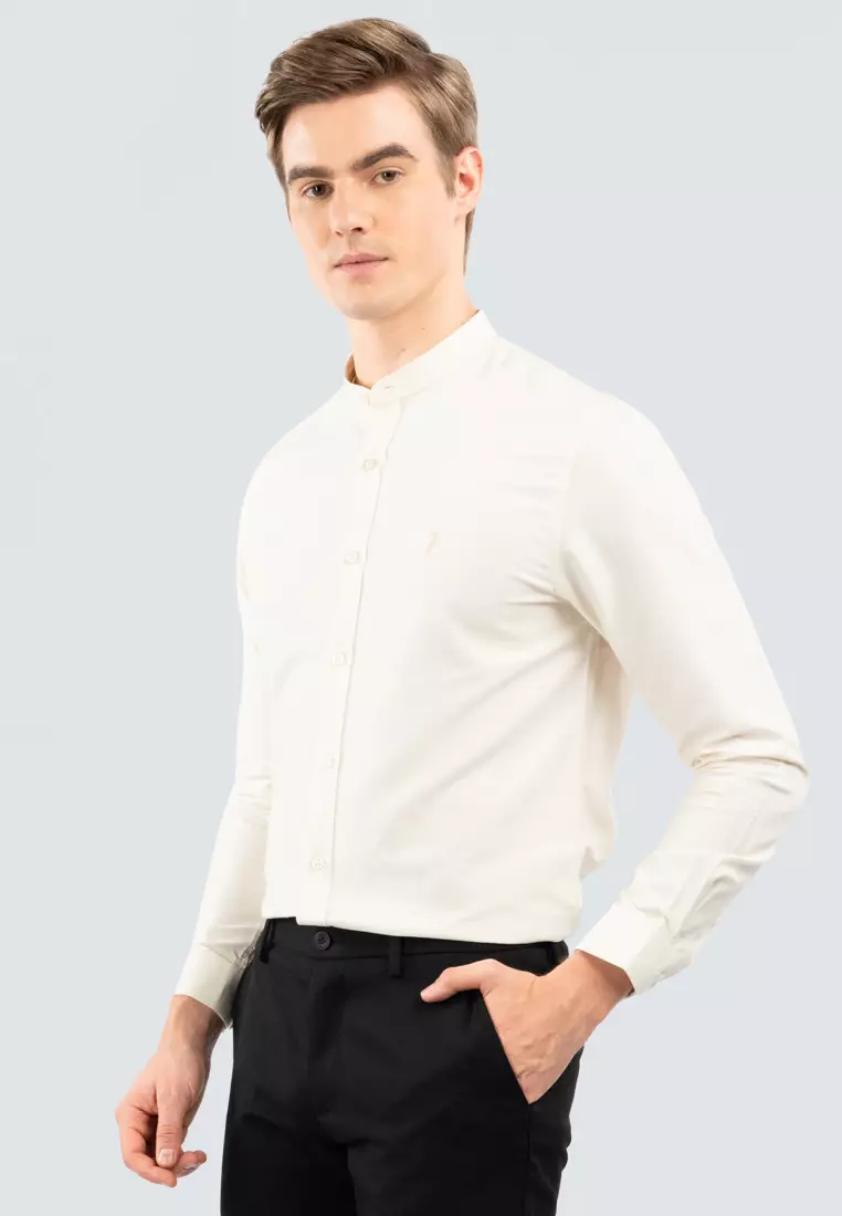 Polo Haus - Men’s Cotton Mix Signature Fit Mandarin Collar Long Sleeve MBLSE002