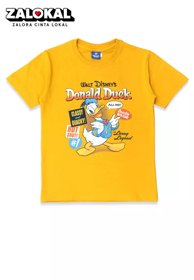 Tshirt Basic/ Kaos Mustard/ Printing 90th Donald Duck