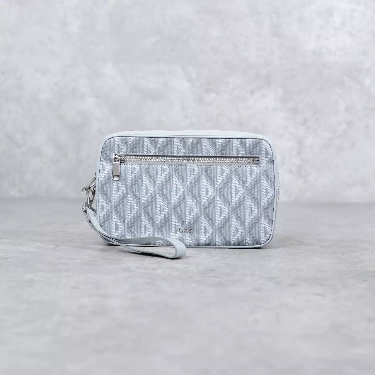Tas CHRISTIAN DIOR DIAMOND PATTERN GREY KASAI POUCHETTE CLUTCH WITH HANDLE 100% ORIGINAL