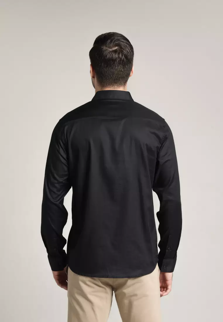 MOC - Kemeja Polos Pria Lengan Panjang Nicola - Black