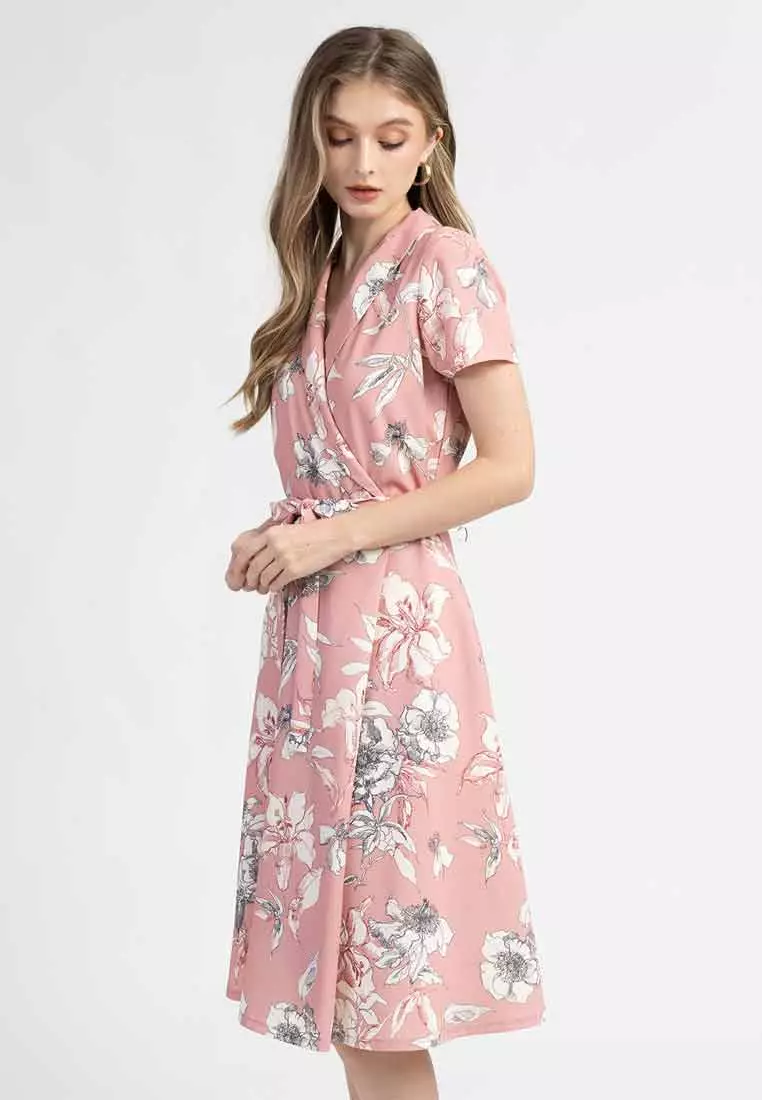 Nadia Floral Wrap A-Line Dres